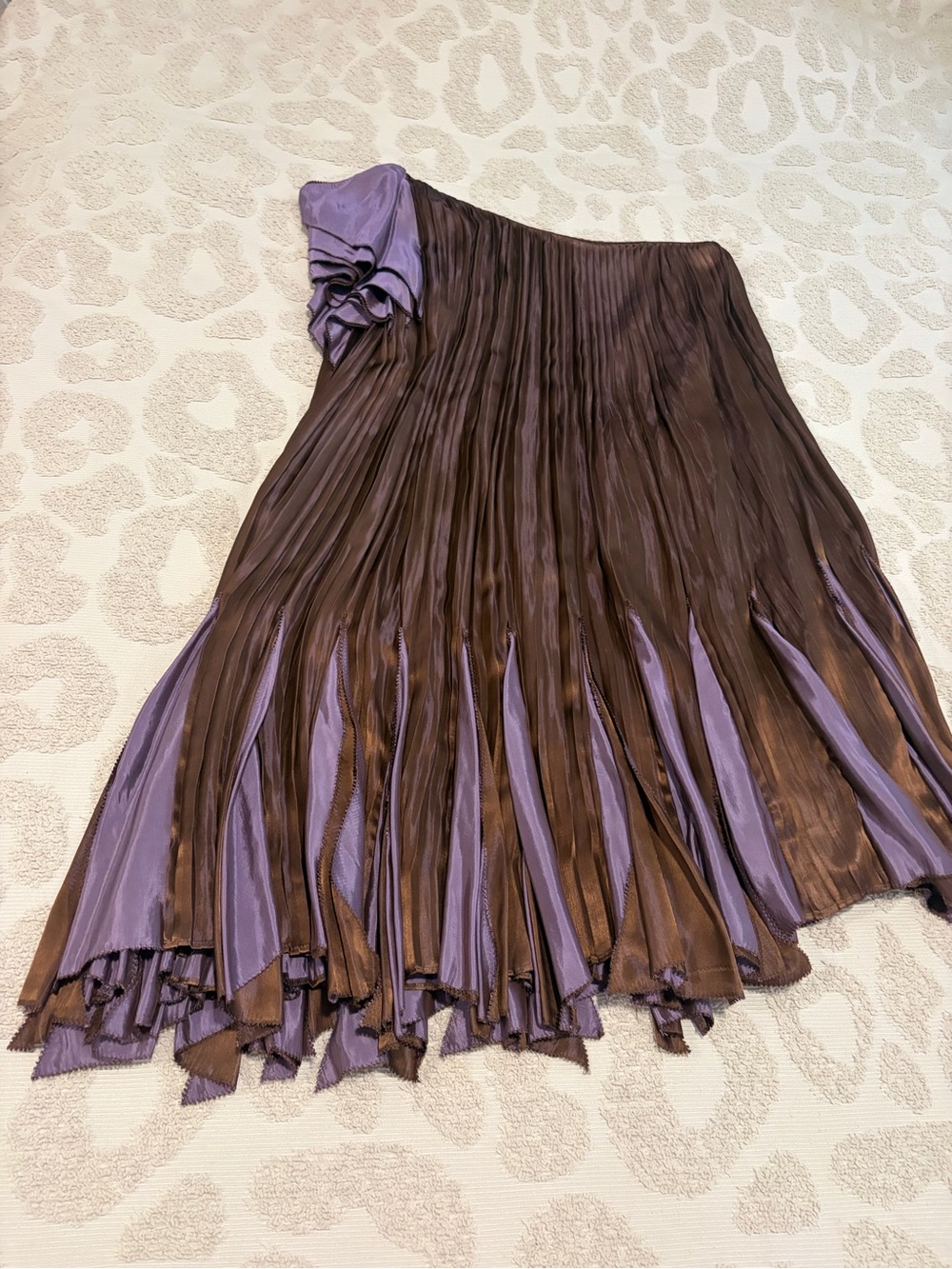 Pleated Two-Tone Purple and Brown beautiful dress by Max Azria